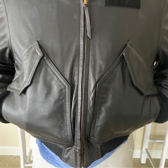Leather Aviation Bomber Jacket - Picture 4 of 9
